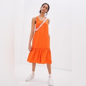 NWT Anthropologie MICHAELA FLOUNCED MAXI DRESS Women's Medium Orange Midi Tank